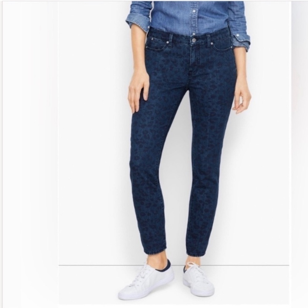 Talbots Blue Leopard Slim Ankle Jeans - Picture 1 of 8